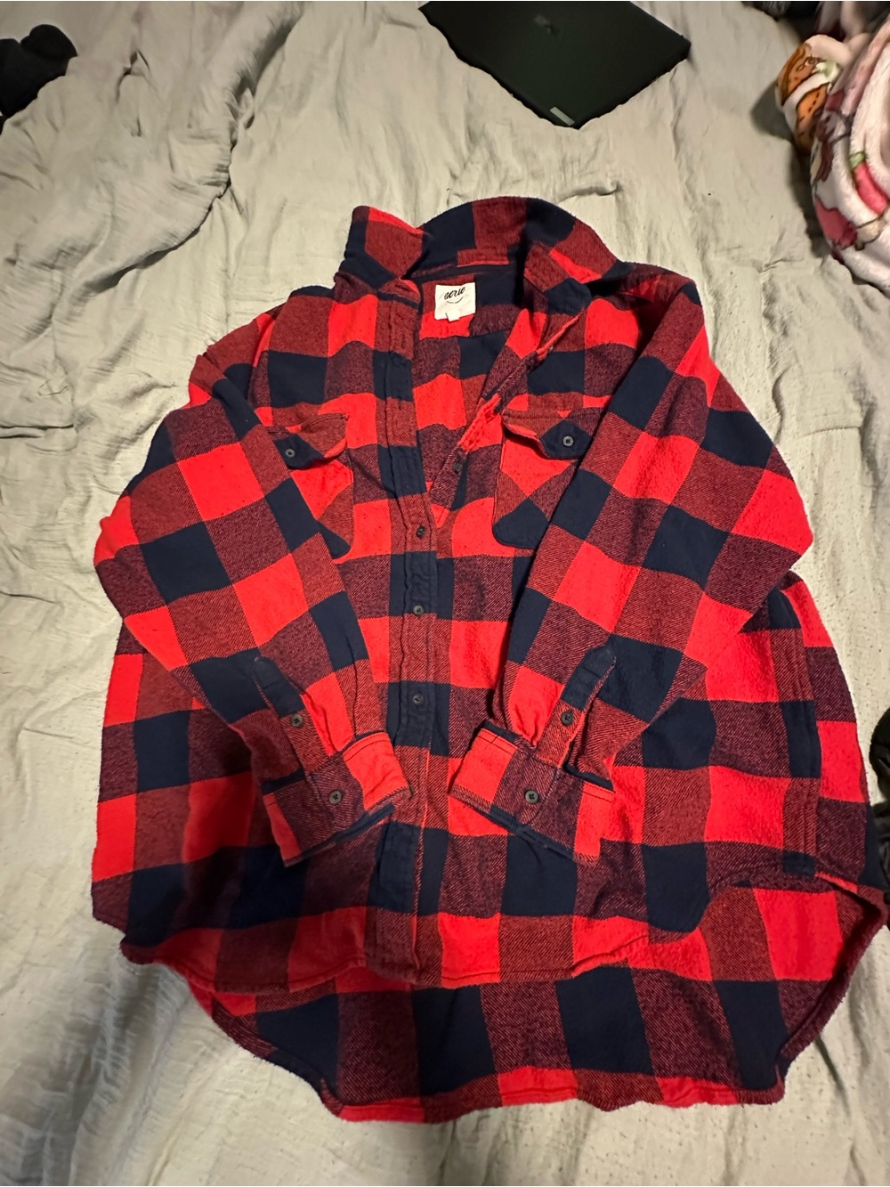 aerie Red and Navy Buffalo Plaid Shirt